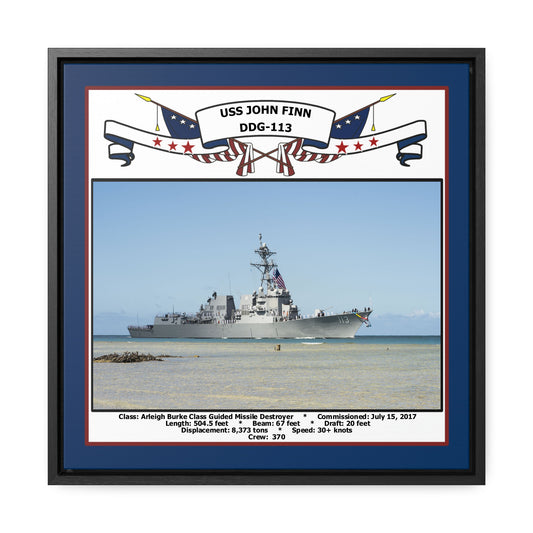 USS John Finn DDG-113 Navy Floating Frame Photo Front View