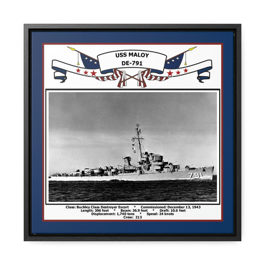 USS Maloy DE-791 Navy Floating Frame Photo Front View