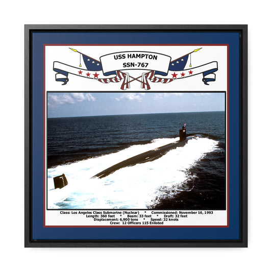 USS Hampton SSN-767 Navy Floating Frame Photo Front View