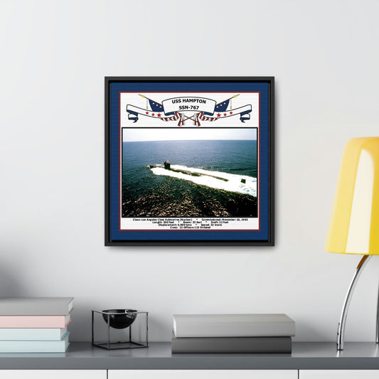 USS Hampton SSN-767 Navy Floating Frame Photo Desk View