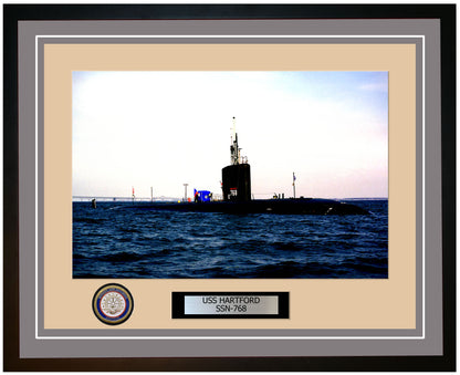 USS Hartford SSN-768 Framed Navy Ship Photo Grey