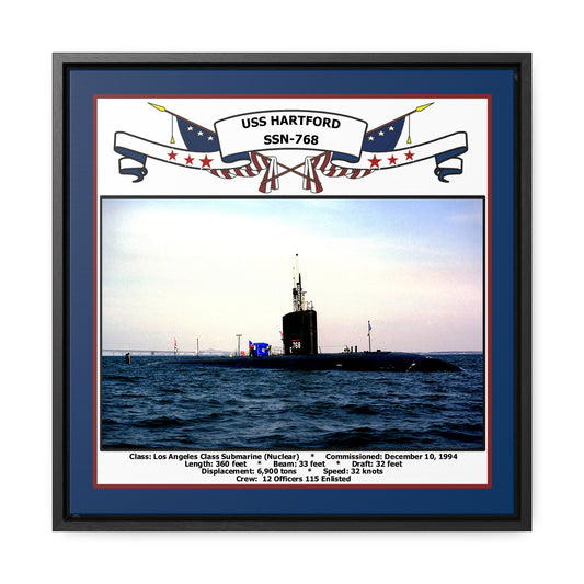 USS Hartford SSN-768 Navy Floating Frame Photo Front View