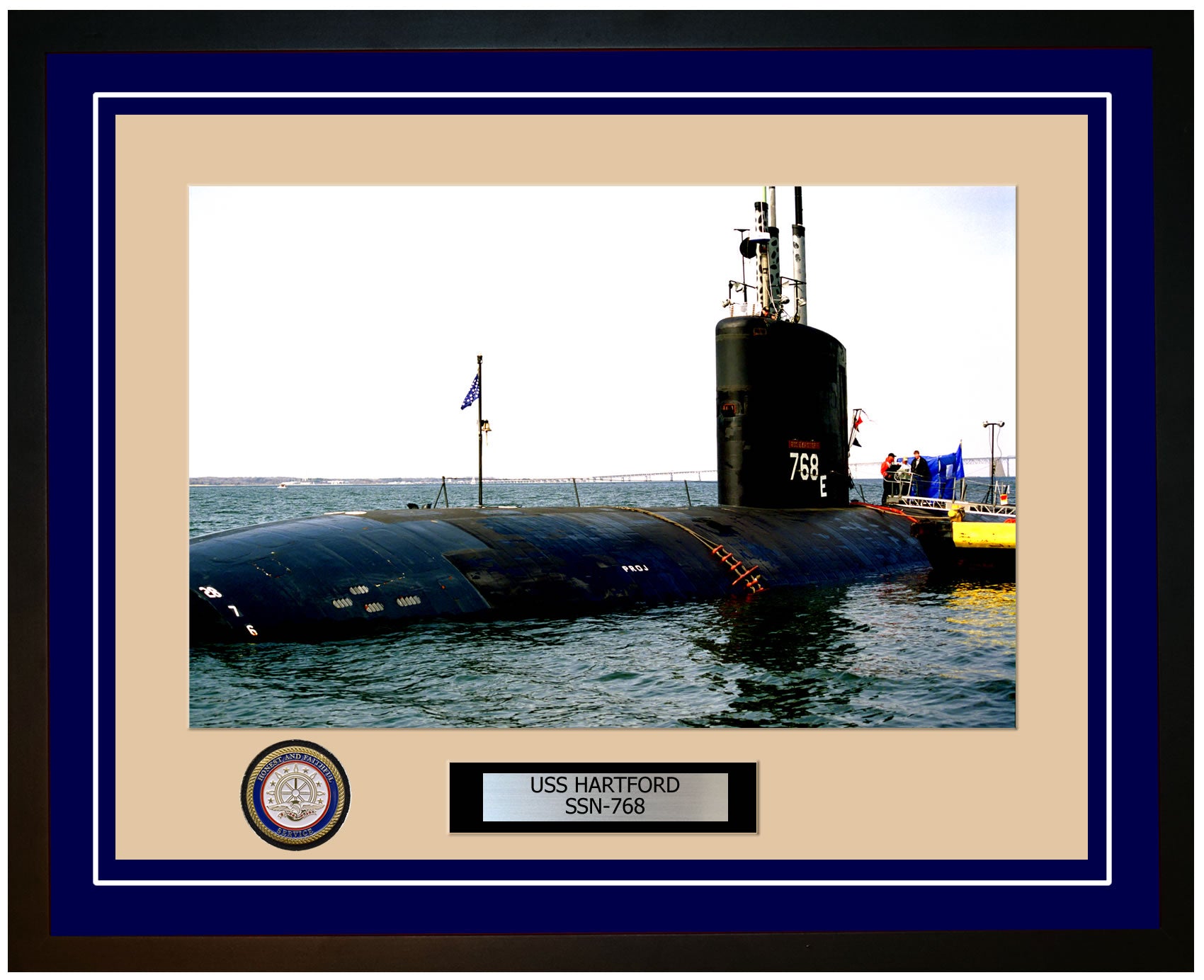 USS Hartford SSN-768 Framed Navy Ship Photo Blue