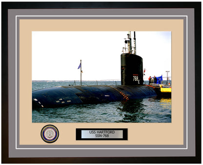 USS Hartford SSN-768 Framed Navy Ship Photo Grey