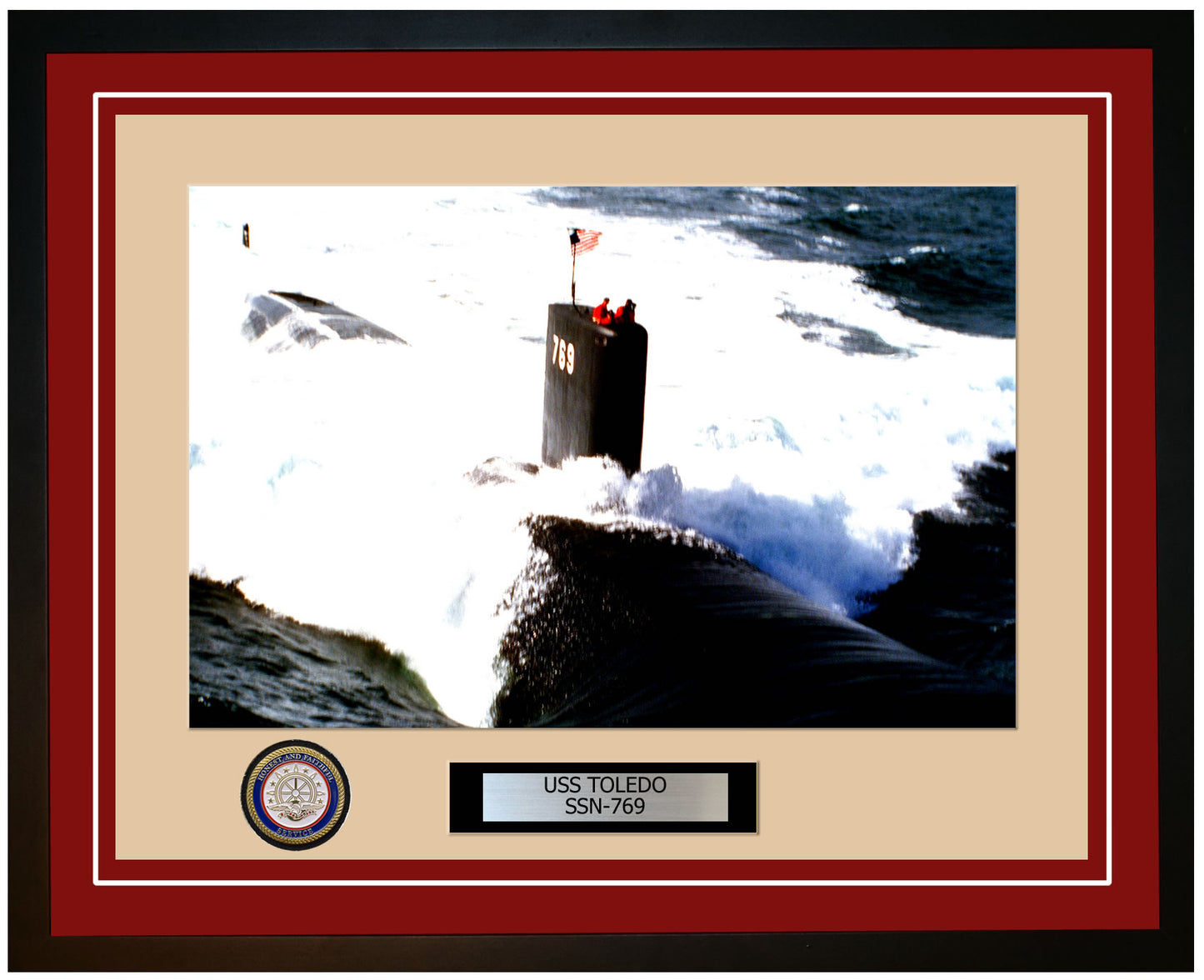 USS Toledo SSN-769 Framed Navy Ship Photo Burgundy