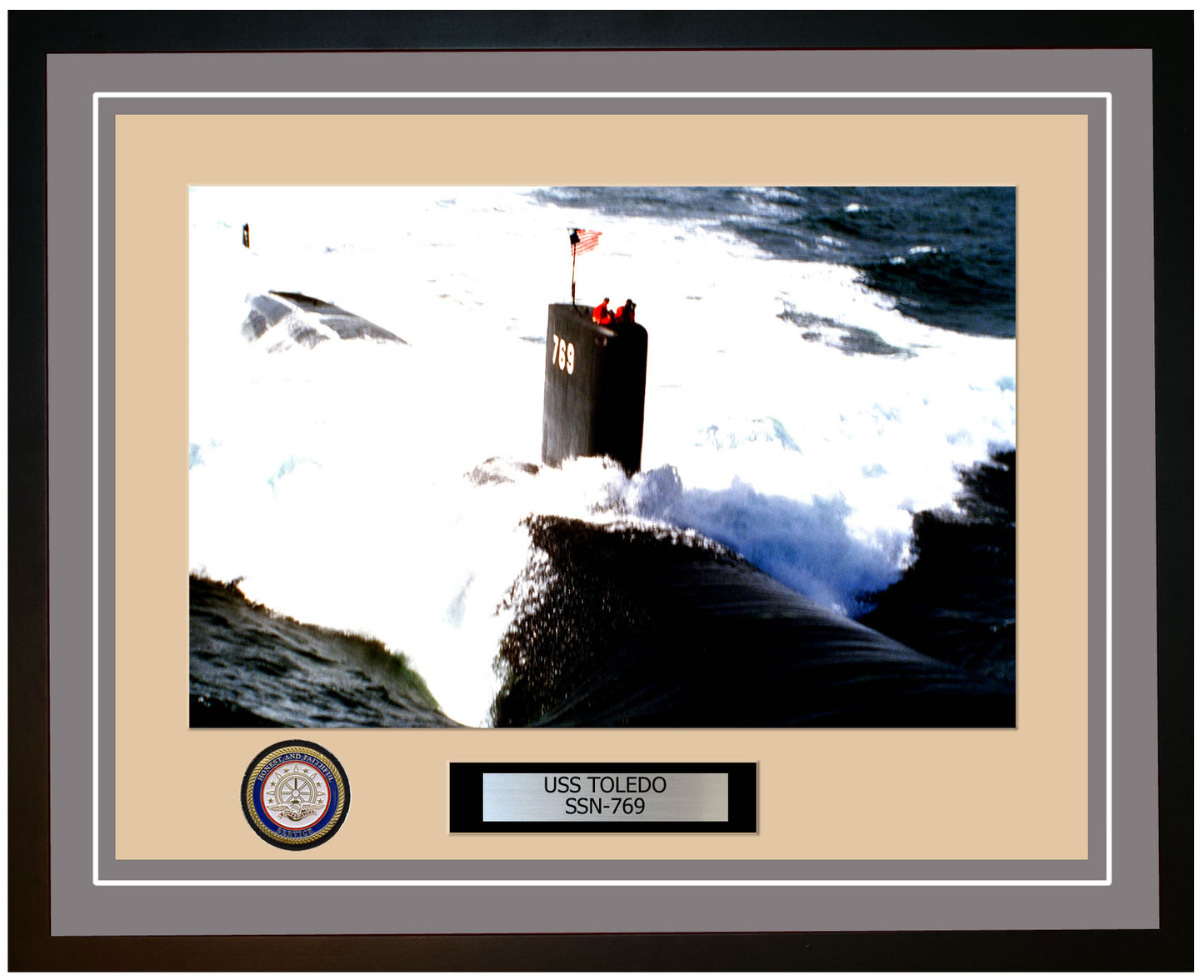 USS Toledo SSN-769 Framed Navy Ship Photo Grey