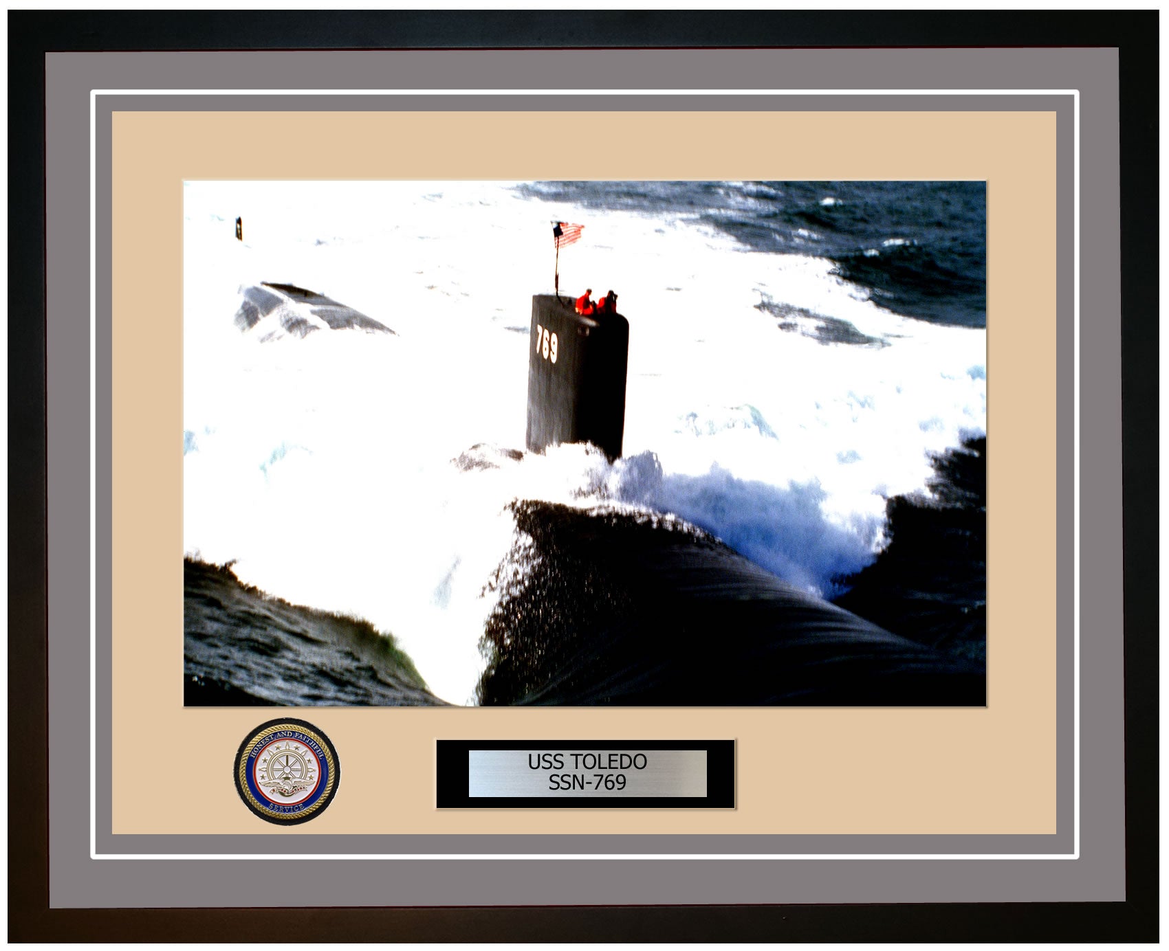 USS Toledo SSN-769 Framed Navy Ship Photo Grey