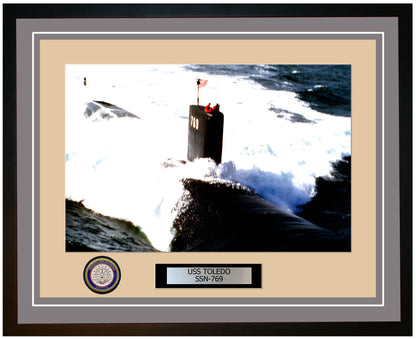 USS Toledo SSN-769 Framed Navy Ship Photo Grey