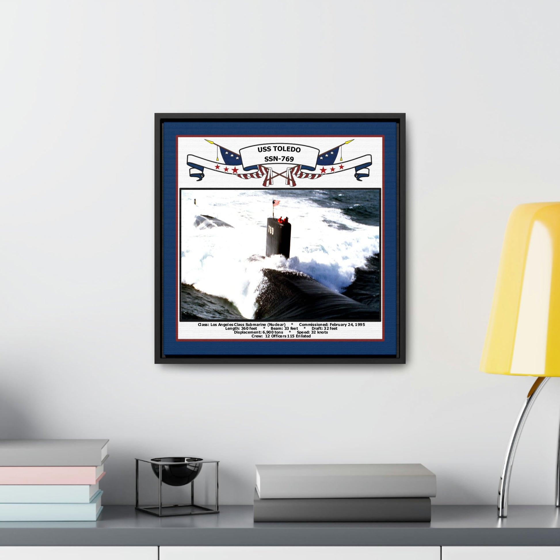 USS Toledo SSN-769 Navy Floating Frame Photo Desk View