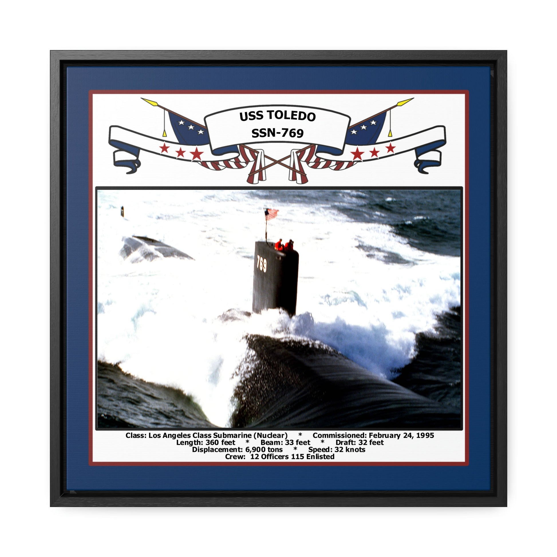 USS Toledo SSN-769 Navy Floating Frame Photo Front View