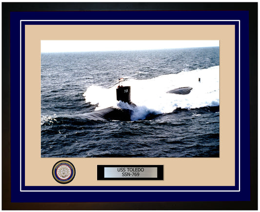 USS Toledo SSN-769 Framed Navy Ship Photo Blue