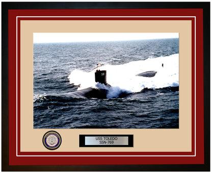USS Toledo SSN-769 Framed Navy Ship Photo Burgundy