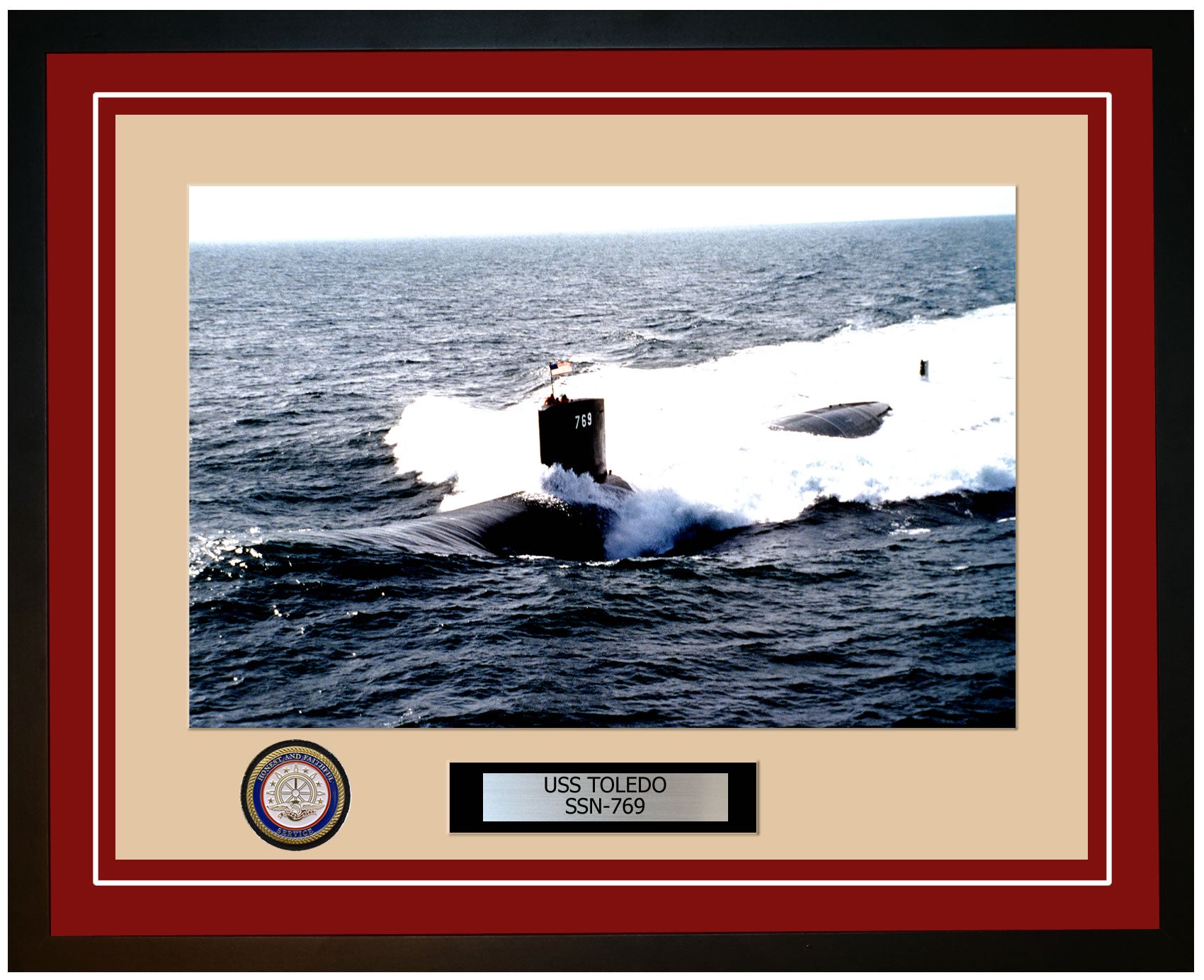 USS Toledo SSN-769 Framed Navy Ship Photo Burgundy