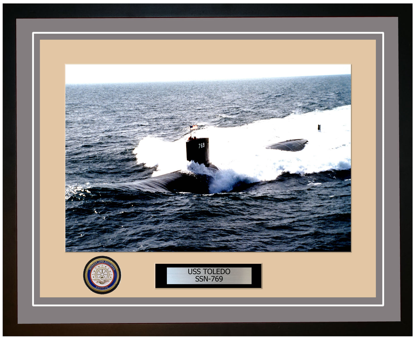 USS Toledo SSN-769 Framed Navy Ship Photo Grey