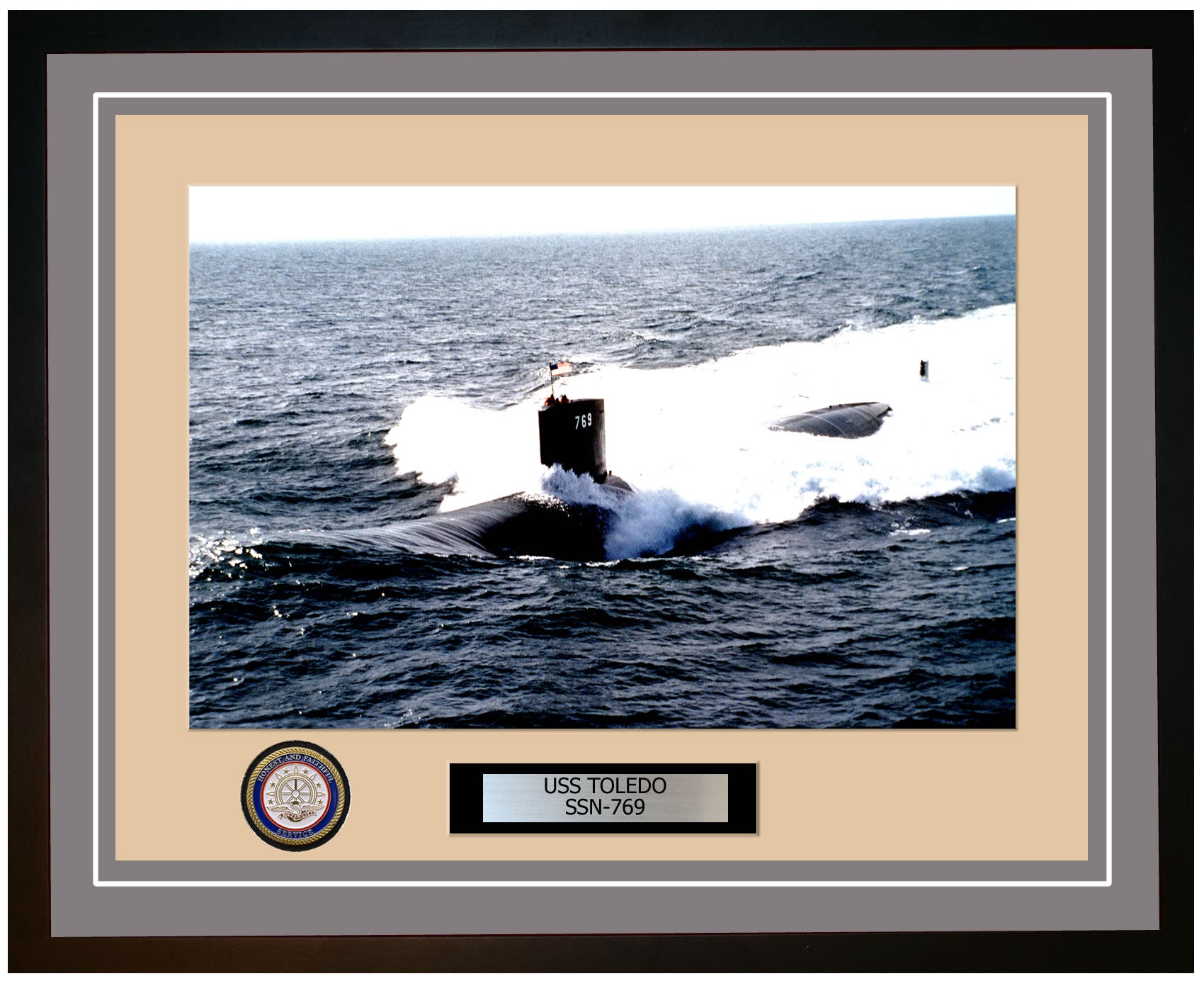 USS Toledo SSN-769 Framed Navy Ship Photo Grey