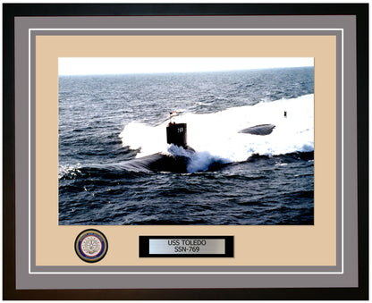 USS Toledo SSN-769 Framed Navy Ship Photo Grey