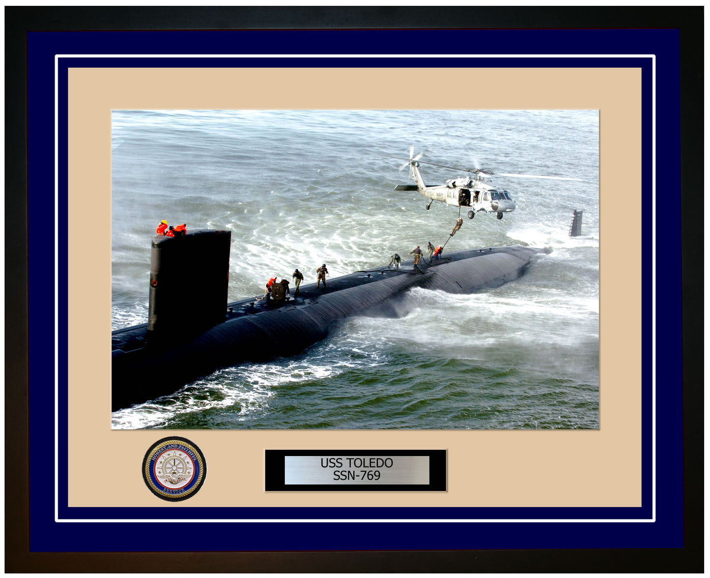USS Toledo SSN-769 Framed Navy Ship Photo Blue