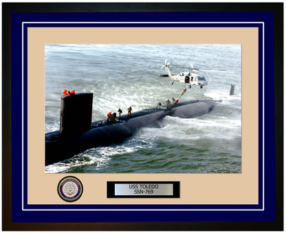 USS Toledo SSN-769 Framed Navy Ship Photo Blue
