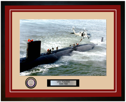 USS Toledo SSN-769 Framed Navy Ship Photo Burgundy
