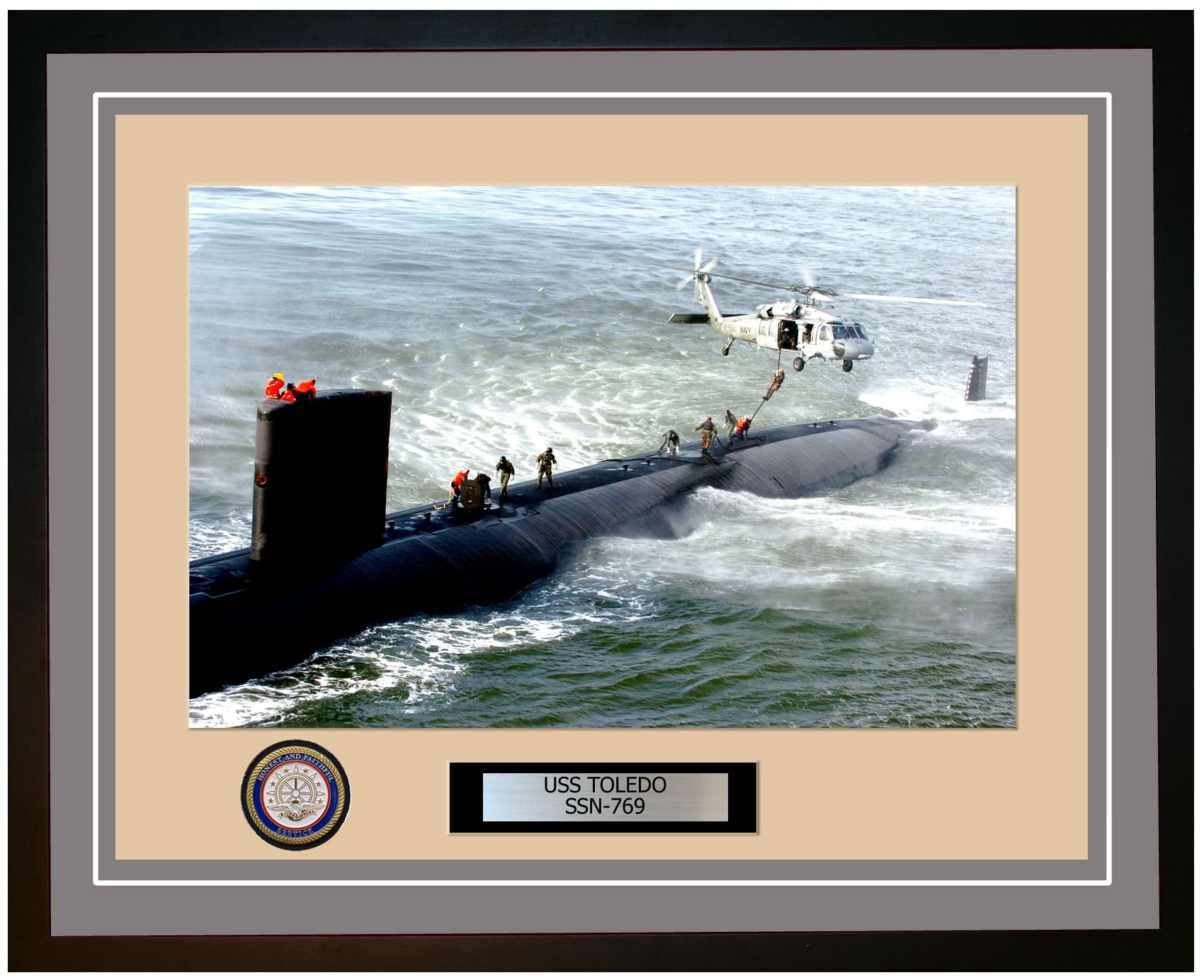 USS Toledo SSN-769 Framed Navy Ship Photo Grey