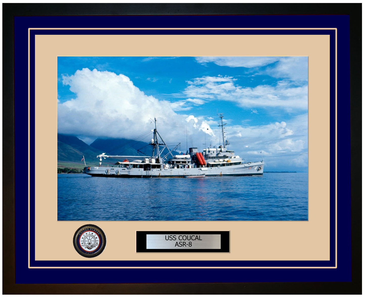 USS COUCAL ASR-8 Framed Navy Ship Photo Blue