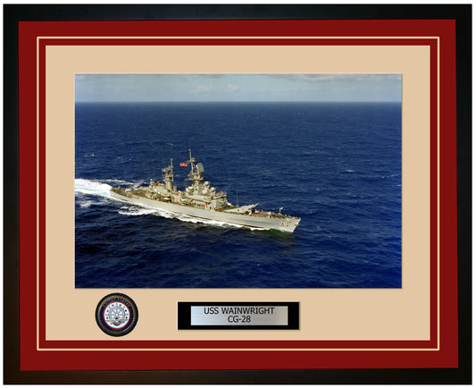 USS WAINWRIGHT CG-28 Framed Navy Ship Photo Burgundy