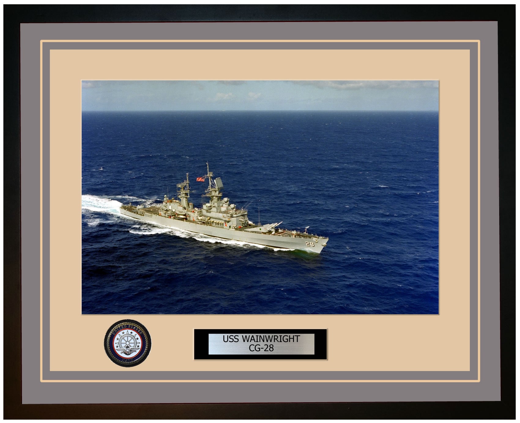 USS WAINWRIGHT CG-28 Framed Navy Ship Photo Grey