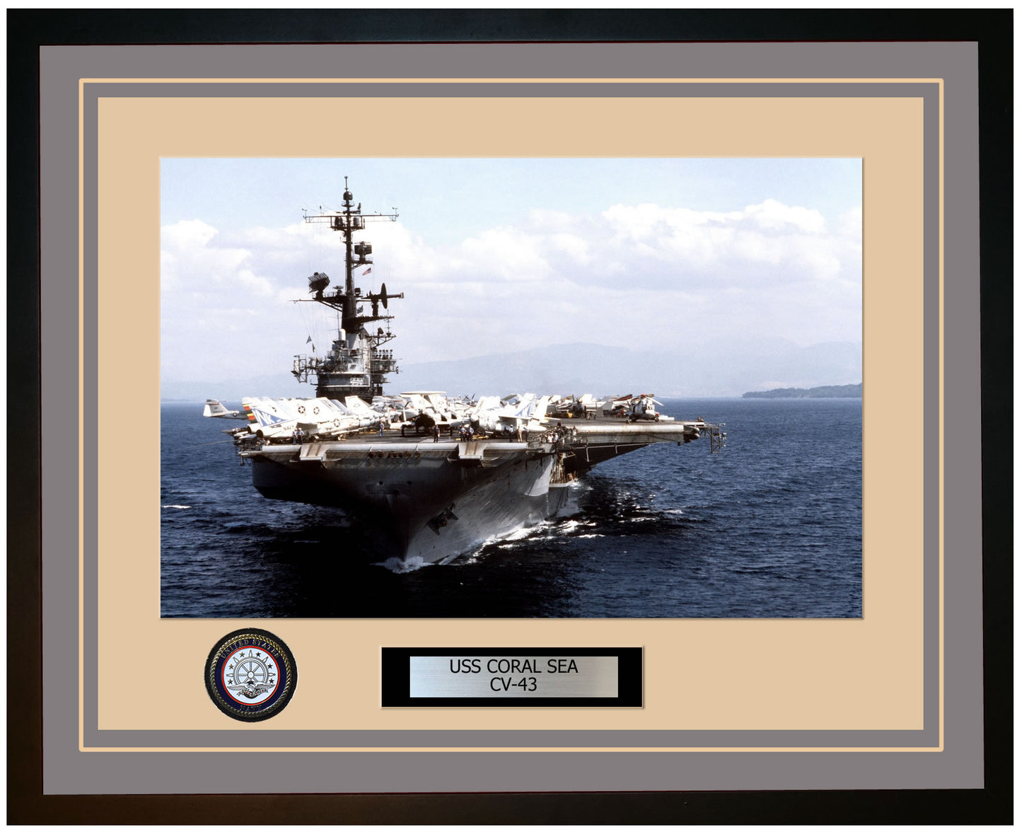 USS CORAL SEA CV-43 Framed Navy Ship Photo Grey