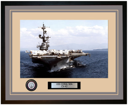 USS CORAL SEA CV-43 Framed Navy Ship Photo Grey