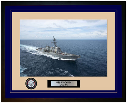 USS PINCKNEY DDG-91 Framed Navy Ship Photo Blue