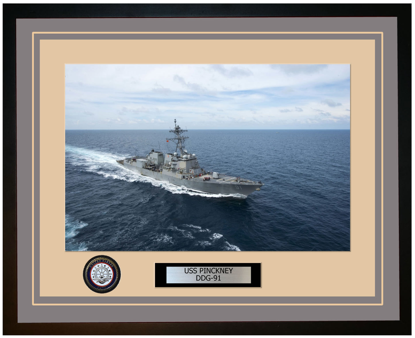 USS PINCKNEY DDG-91 Framed Navy Ship Photo Grey