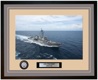 USS PINCKNEY DDG-91 Framed Navy Ship Photo Grey