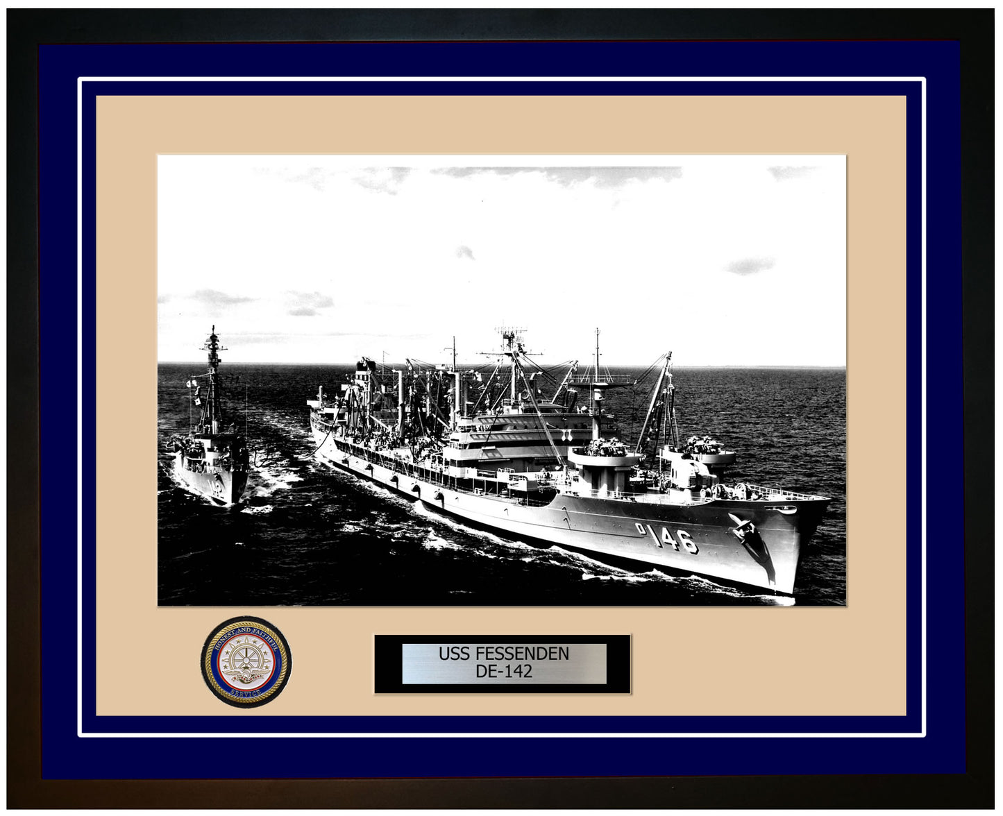 USS Fessenden DE-142 Framed Navy Ship Photo Blue