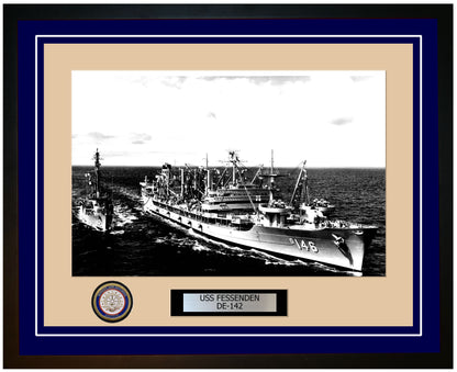 USS Fessenden DE-142 Framed Navy Ship Photo Blue