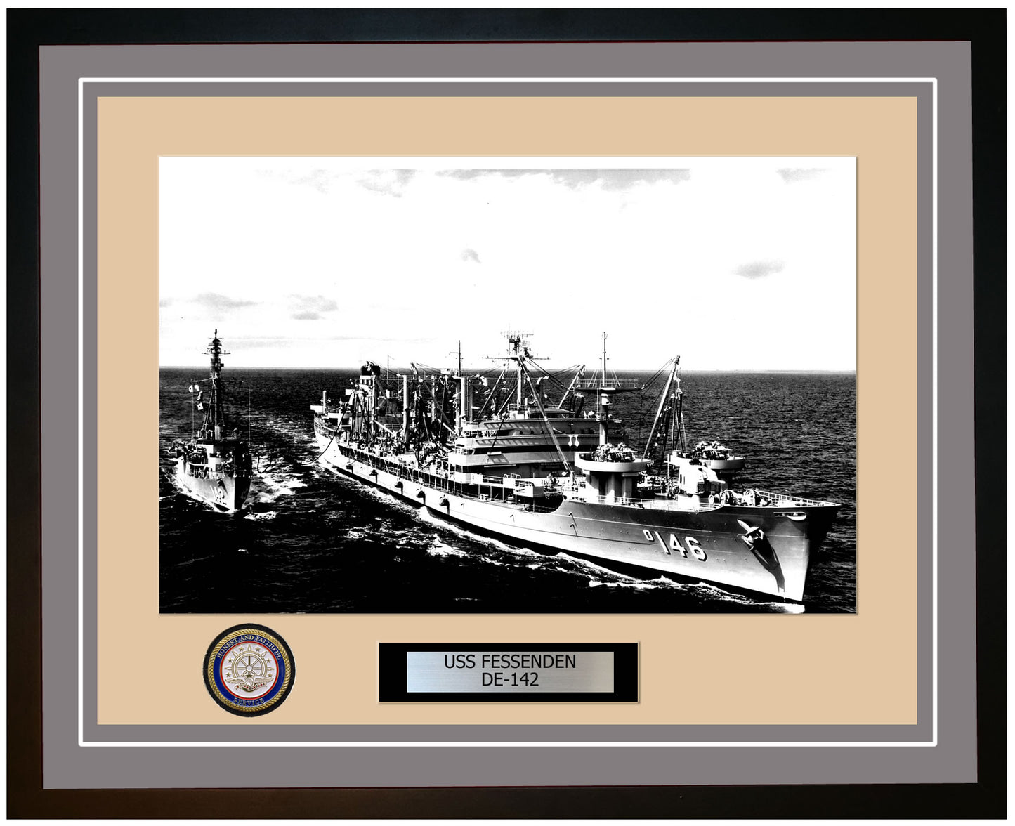 USS Fessenden DE-142 Framed Navy Ship Photo Grey
