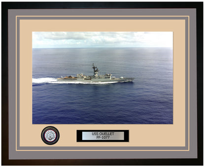USS OUELLET FF-1077 Framed Navy Ship Photo Grey