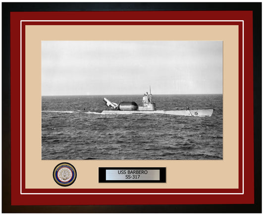 USS Barbero SS-317 Framed Navy Ship Photo Burgundy