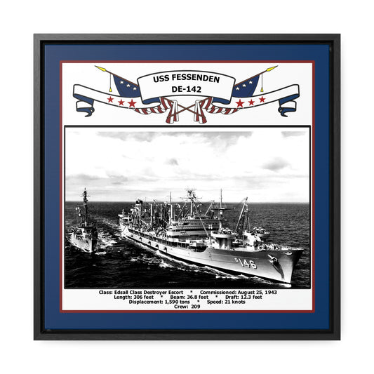 USS Fessenden DE-142 Navy Floating Frame Photo Front View