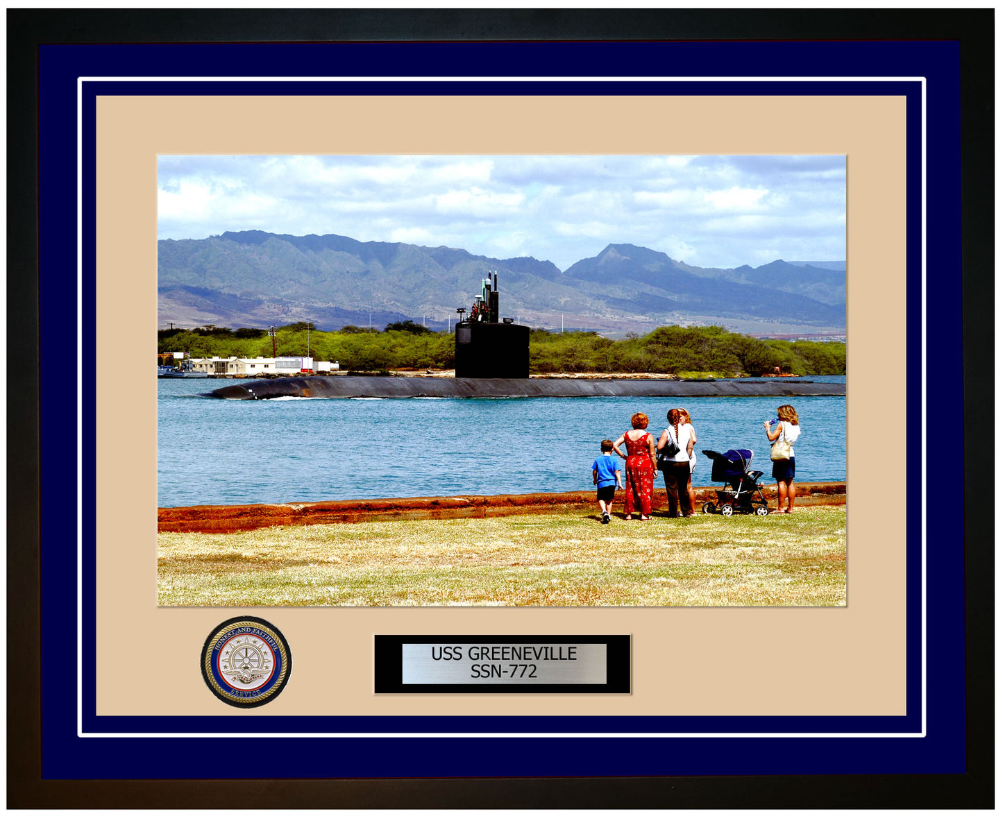 USS Greeneville SSN-772 Framed Navy Ship Photo Blue