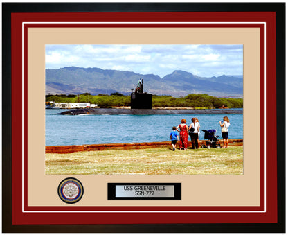USS Greeneville SSN-772 Framed Navy Ship Photo Burgundy