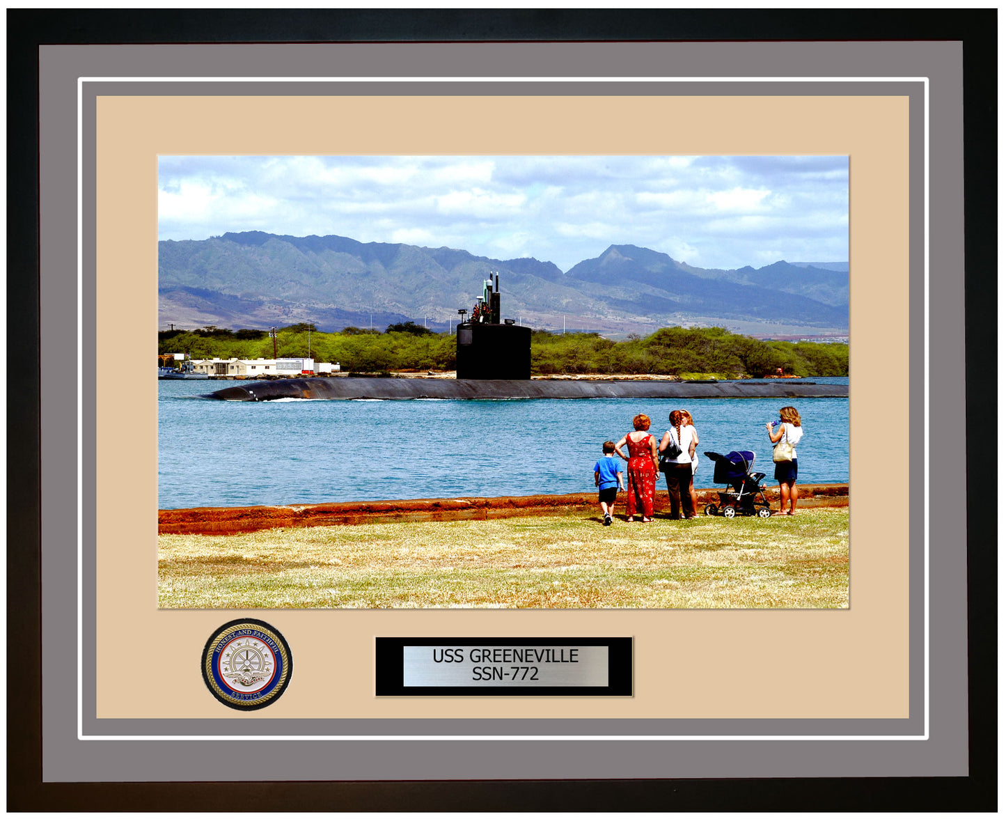 USS Greeneville SSN-772 Framed Navy Ship Photo Grey