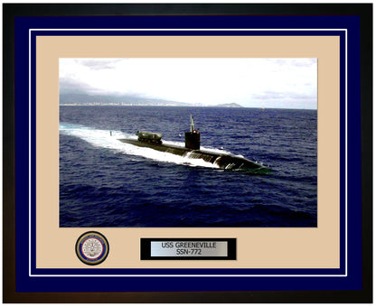 USS Greeneville SSN-772 Framed Navy Ship Photo Blue