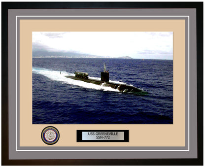 USS Greeneville SSN-772 Framed Navy Ship Photo Grey