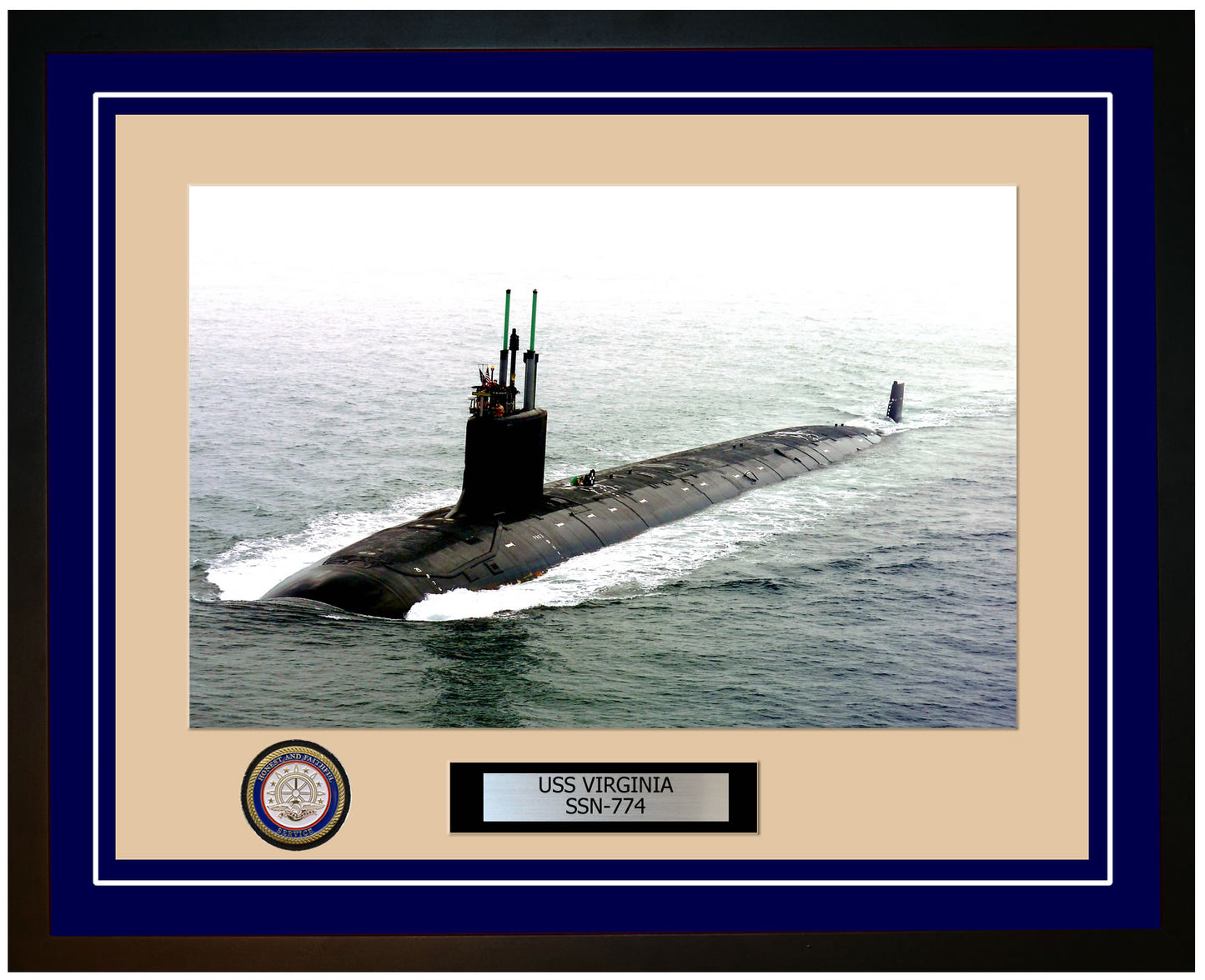 USS Virginia SSN-774 Framed Navy Ship Photo Blue
