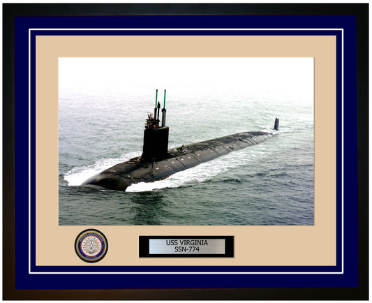 USS Virginia SSN-774 Framed Navy Ship Photo Blue