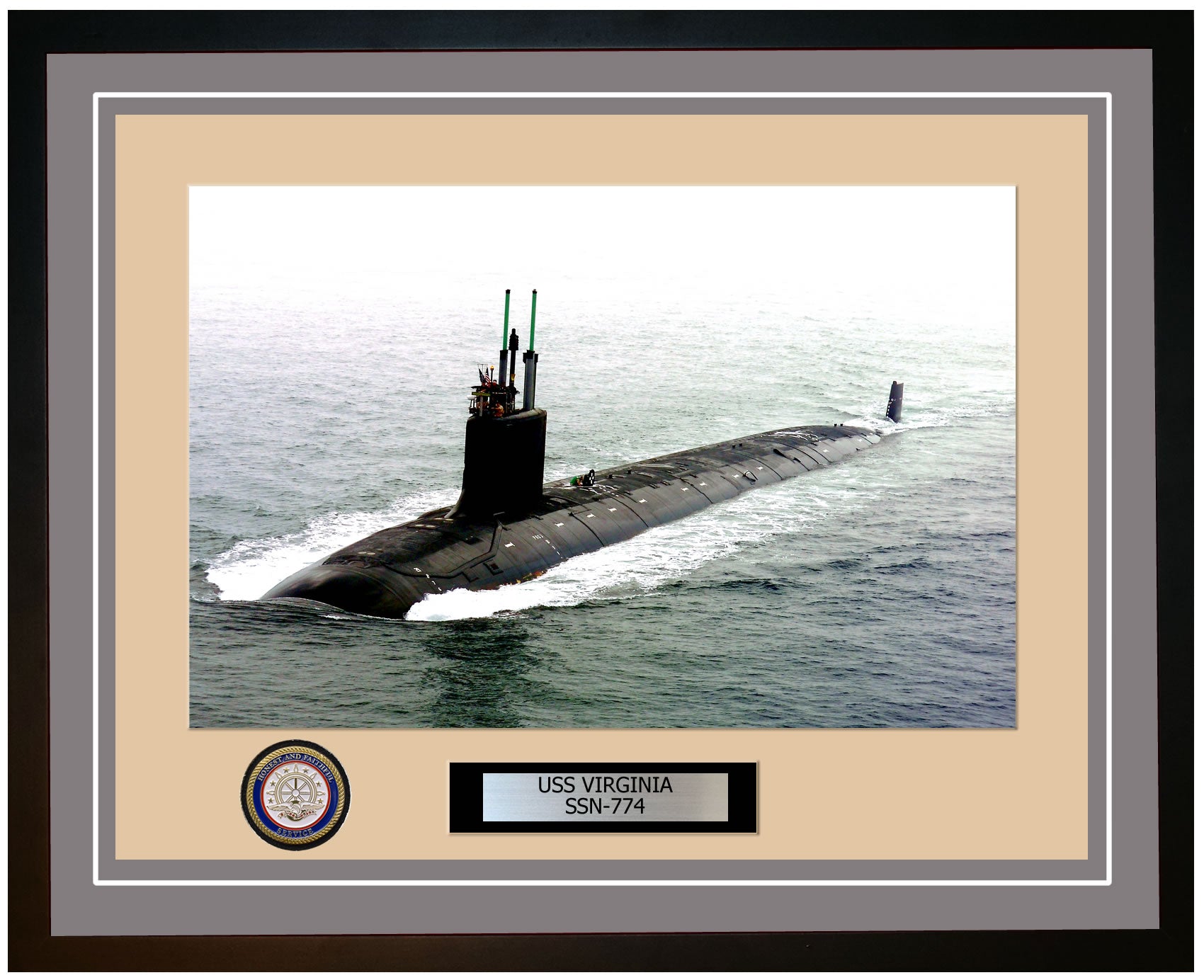USS Virginia SSN-774 Framed Navy Ship Photo Grey