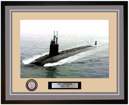 USS Virginia SSN-774 Framed Navy Ship Photo Grey