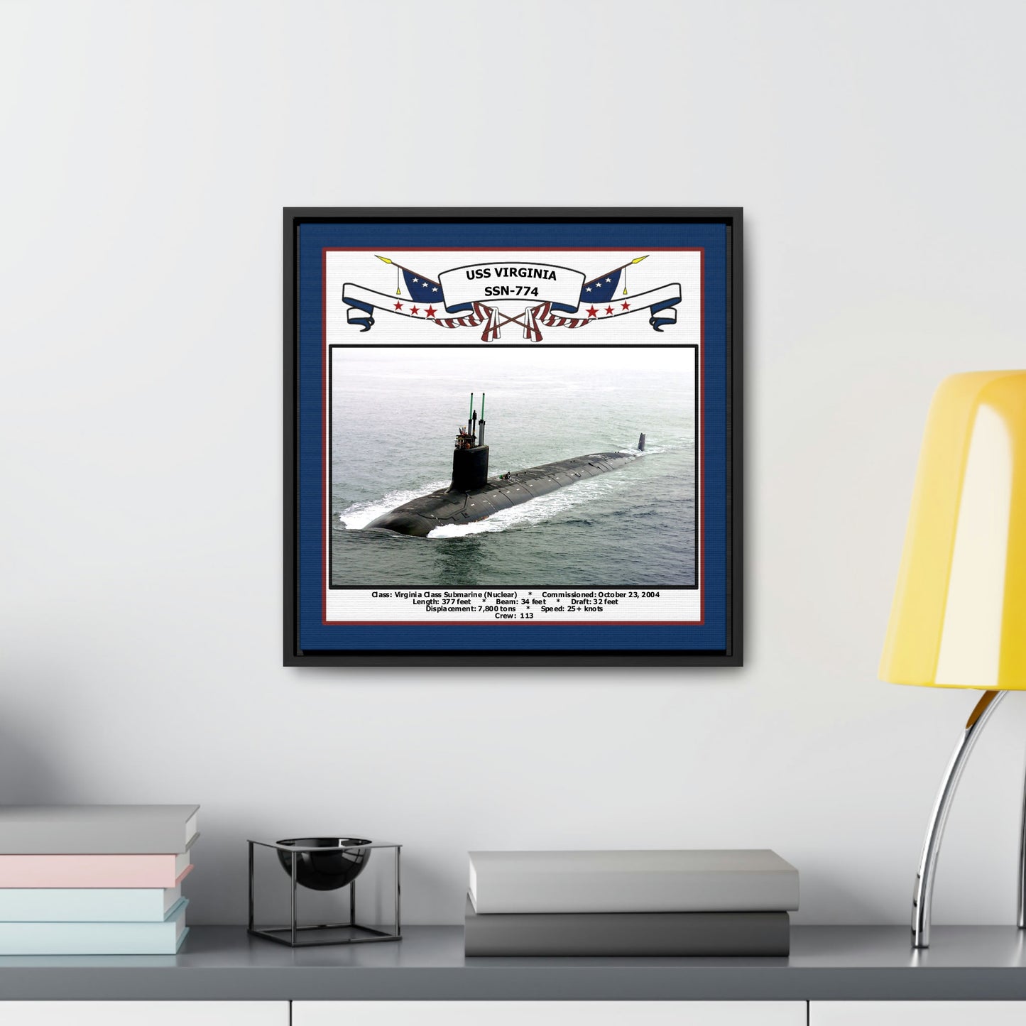 USS Virginia SSN-774 Navy Floating Frame Photo Desk View