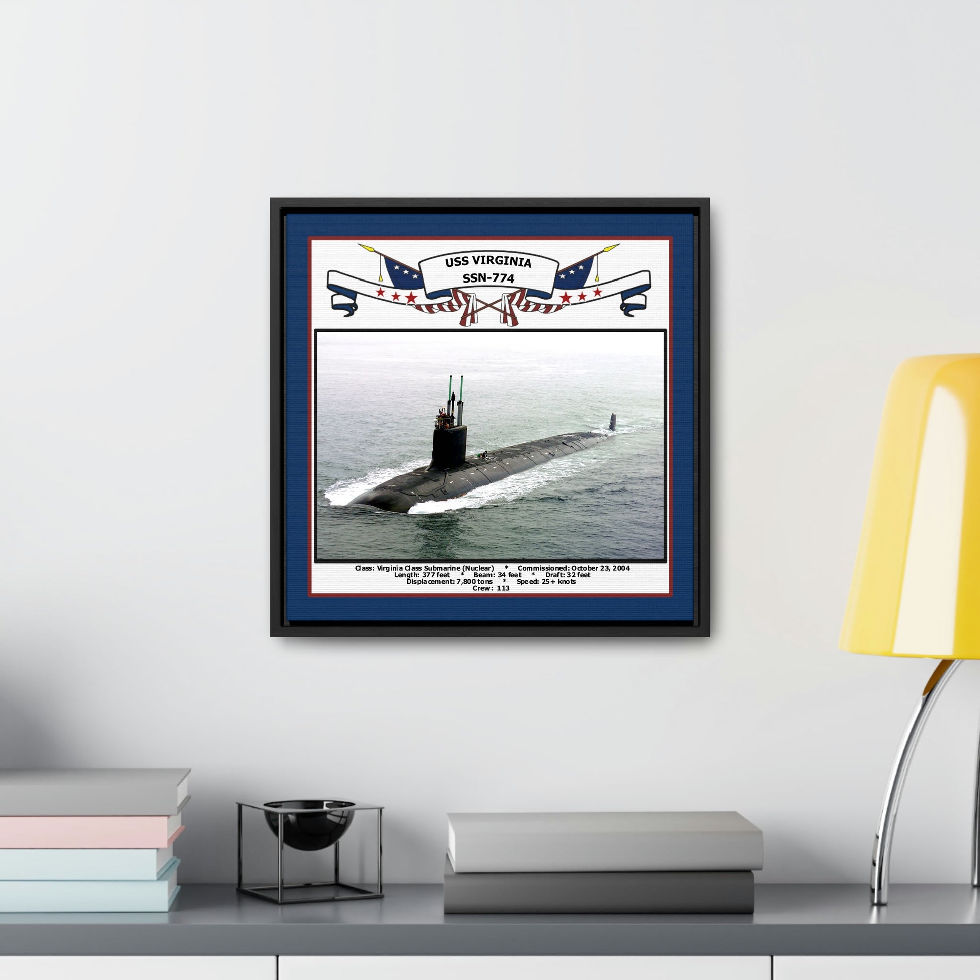 USS Virginia SSN-774 Navy Floating Frame Photo Desk View