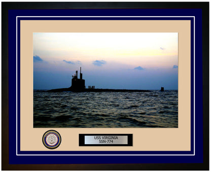 USS Virginia SSN-774 Framed Navy Ship Photo Blue
